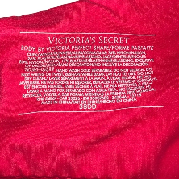 {EUC Victoria’s Secret Body By Victoria Perfect Shape Bra Red Lace 38DD} - Picture 5 of 5